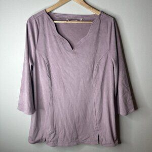 Soft Surroundings Wishing Bell Faux Suede Tunic‎ Top Womens Large Mauve Purple
